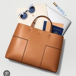 Tory Burch T block leather tote